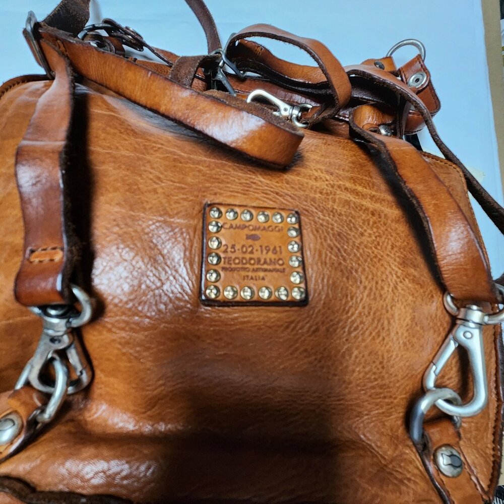 NWT Campomaggi Ardesia Backpack OR Shoulder Bag Cognac READ - Picture 4 of 10